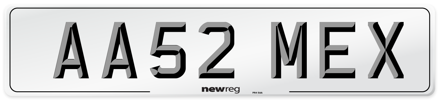 AA52 MEX Number Plate from New Reg